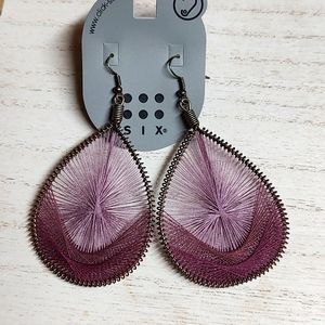 😻 3 For $15 Antique Gold Waterdrop With Purple Woven Cord Dangles